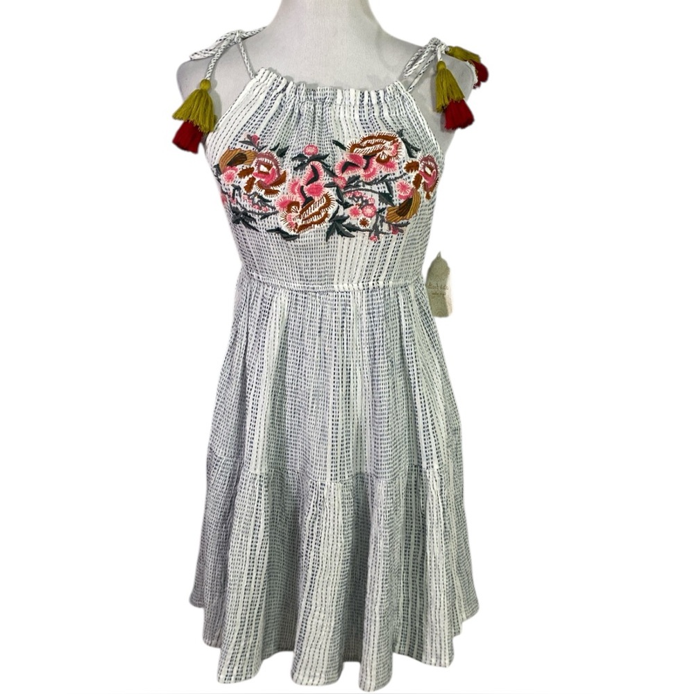 NWT Altar’d State Floral Embroidered Tassel Mini Dress Womens Size Small NEW